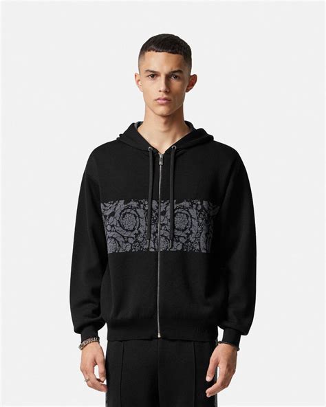 abstract zip up hoodie versace barocco|Barocco Jacquard Knit Zip Hoodie .